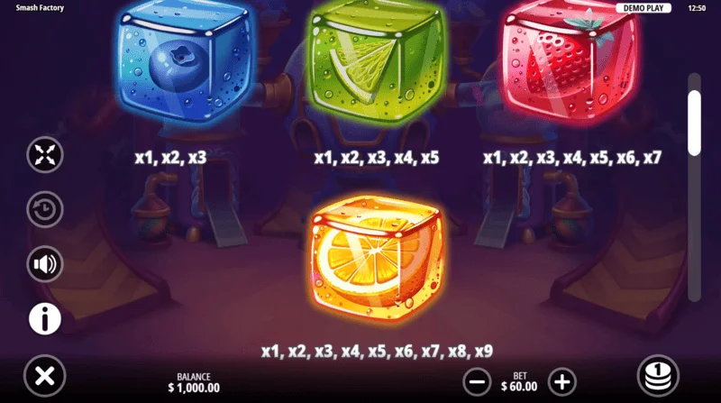 Smash Factory - prize table screen